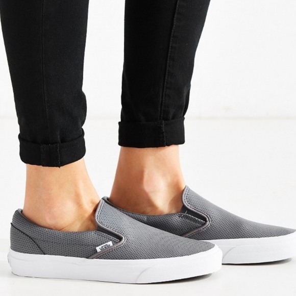 vans leather perforated slip on